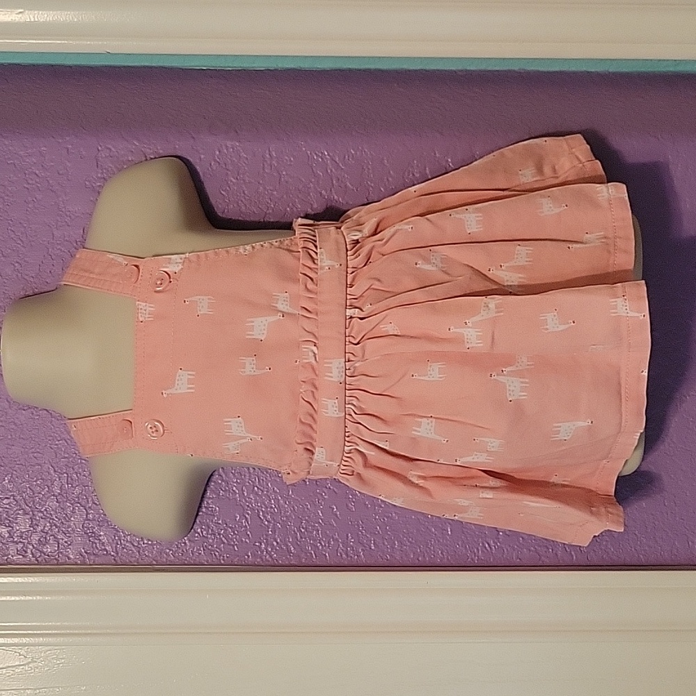 Cotton Just One You Carters pink white giraffe jumper dress adjustable straps